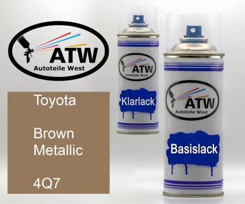 Toyota, Brown Metallic, 4Q7: 400ml Sprühdose + 400ml Klarlack - Set, von ATW Autoteile West.